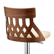 Angelo Adjustable Swivel Cream Faux Leather & Walnut Wood Bar Stool with Chrome Base - Furniture City (CA)l