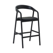 Apache Black Oak Wood and Faux Leather Counter Stool - Furniture City (CA)l