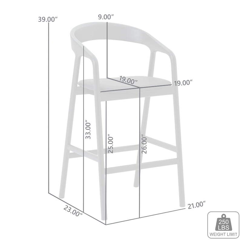 Apache Black Oak Wood and Faux Leather Counter Stool - Furniture City (CA)l