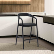Apache Black Oak Wood and Faux Leather Counter Stool - Furniture City (CA)l