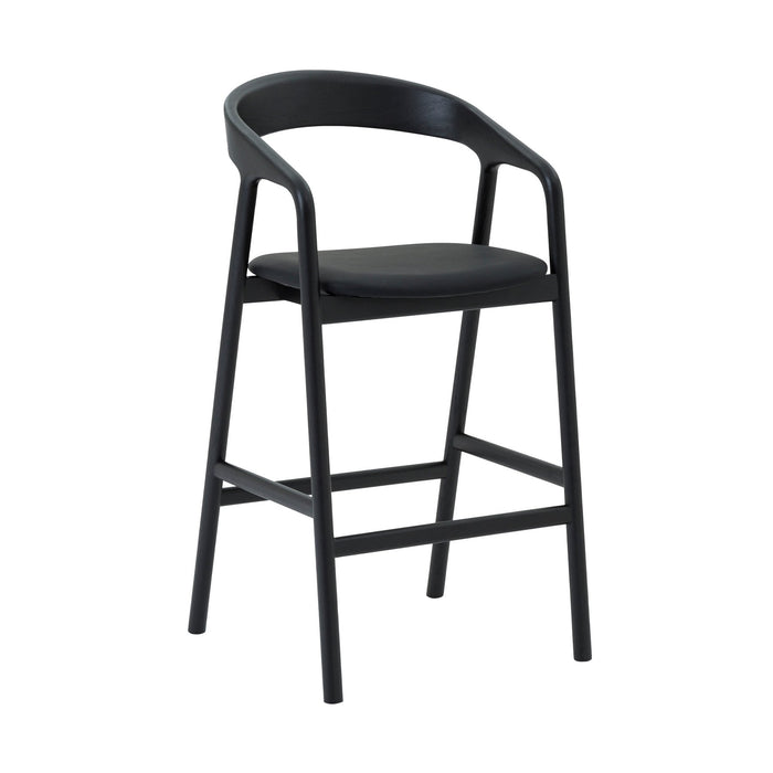 Apache Black Oak Wood and Faux Leather Counter Stool