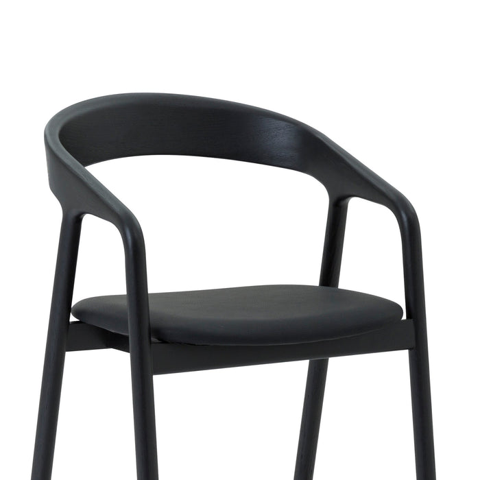 Apache Black Oak Wood and Faux Leather Counter Stool