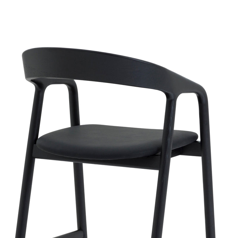 Apache Black Oak Wood and Faux Leather Counter Stool - Furniture City (CA)l