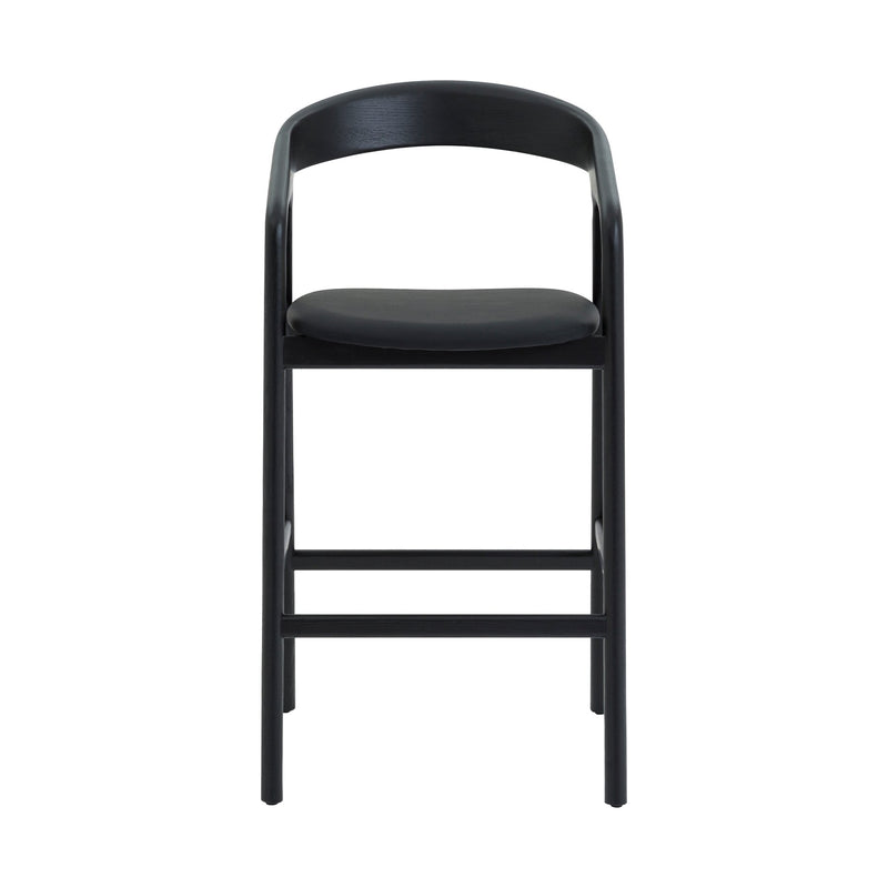 Apache Black Oak Wood and Faux Leather Bar Stool - Furniture City (CA)l