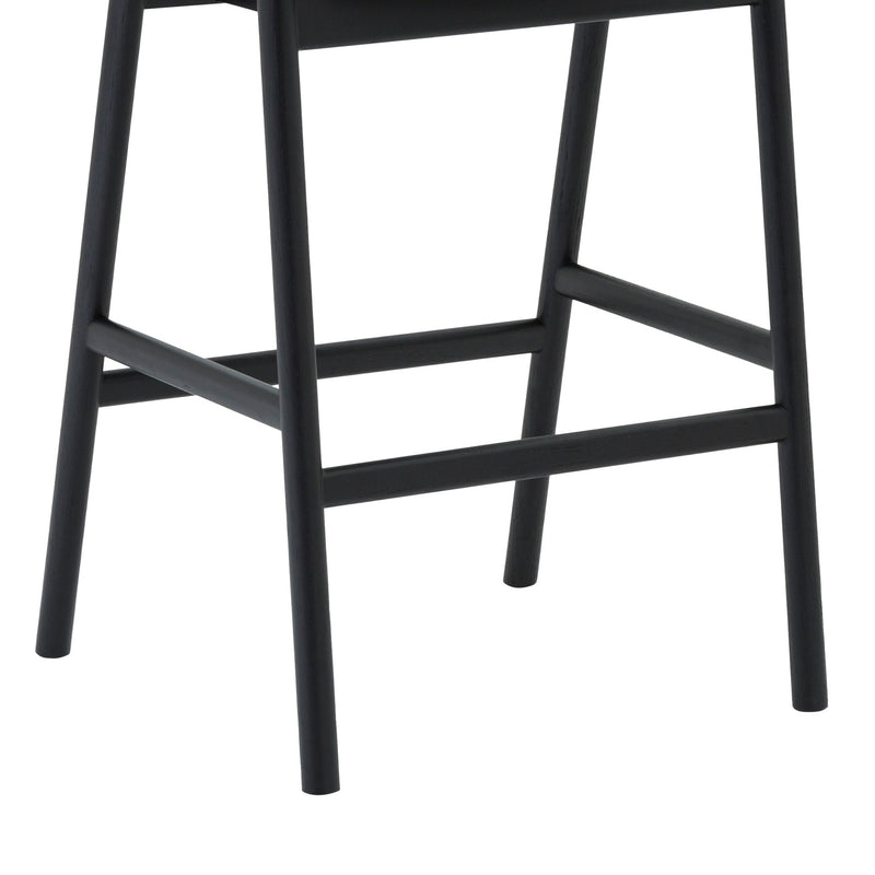 Apache Black Oak Wood and Faux Leather Bar Stool - Furniture City (CA)l