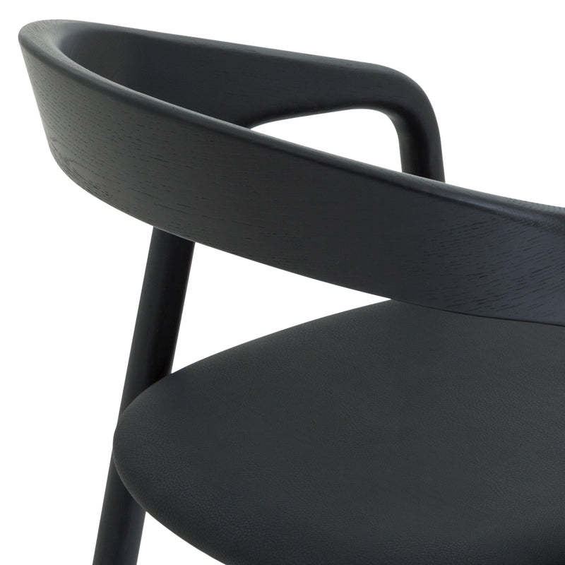 Apache Black Oak Wood and Faux Leather Bar Stool - Furniture City (CA)l