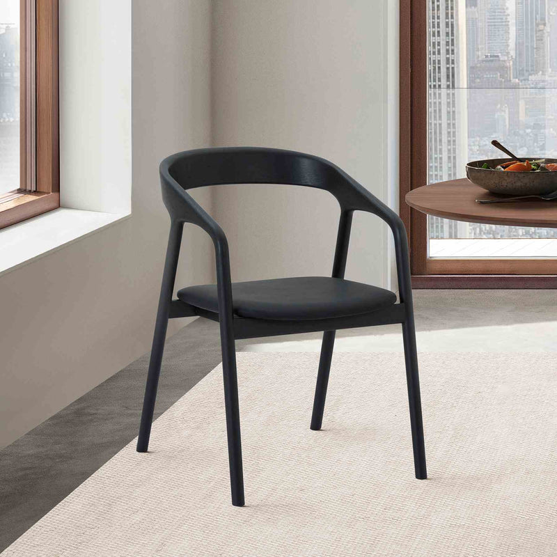 Apache Black Oak Wood and Faux Leather Dining Chair - Furniture City (CA)l