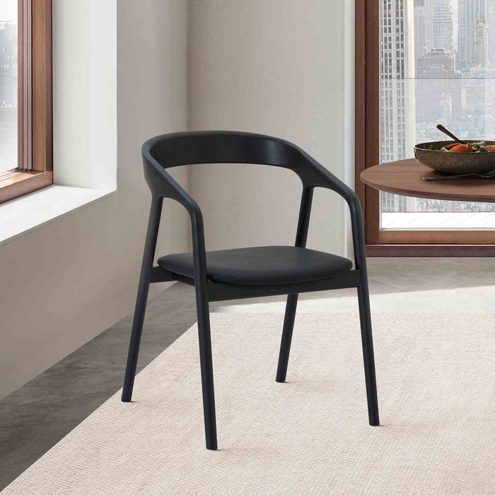 Apache Black Oak Wood and Faux Leather Dining Chair