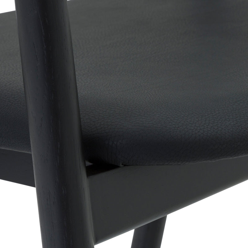 Apache Black Oak Wood and Faux Leather Dining Chair - Furniture City (CA)l