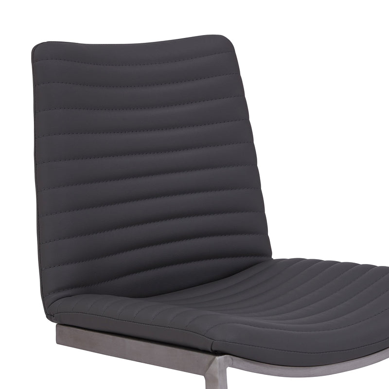 April Contemporary Dining Chair in Brushed Stainless Steel Finish and Gray Faux Leather - Set of 2 - Furniture City (CA)l