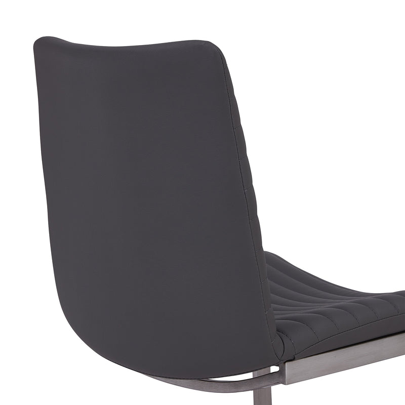April Contemporary Dining Chair in Brushed Stainless Steel Finish and Gray Faux Leather - Set of 2 - Furniture City (CA)l