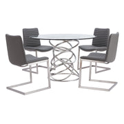 April Contemporary Dining Chair in Brushed Stainless Steel Finish and Gray Faux Leather - Set of 2 - Furniture City (CA)l