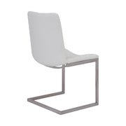 April Contemporary Dining Chair in Brushed Stainless Steel Finish and White Faux Leather - Set of 2 - Furniture City (CA)l