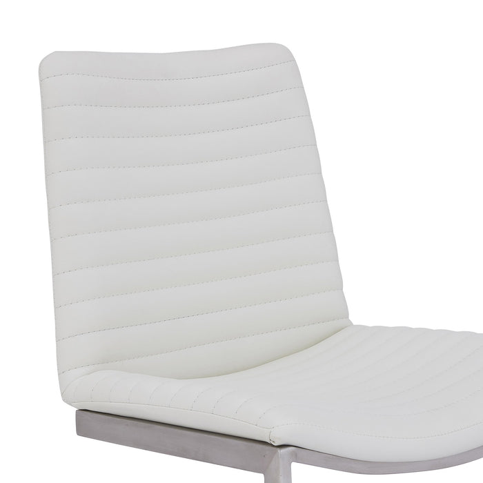 April Contemporary Dining Chair in Brushed Stainless Steel Finish and White Faux Leather - Set of 2
