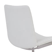 April Contemporary Dining Chair in Brushed Stainless Steel Finish and White Faux Leather - Set of 2 - Furniture City (CA)l
