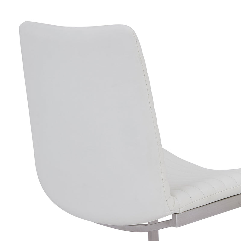 April Contemporary Dining Chair in Brushed Stainless Steel Finish and White Faux Leather - Set of 2 - Furniture City (CA)l