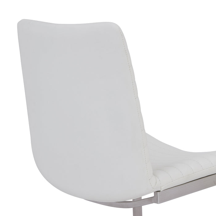 April Contemporary Dining Chair in Brushed Stainless Steel Finish and White Faux Leather - Set of 2