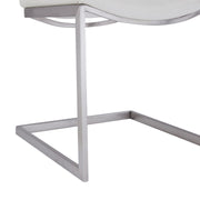 April Contemporary Dining Chair in Brushed Stainless Steel Finish and White Faux Leather - Set of 2 - Furniture City (CA)l