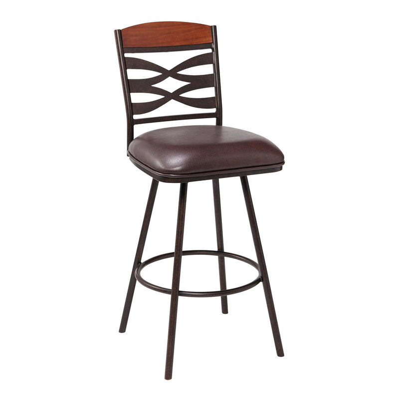 Arden Contemporary 30" Bar Height Barstool in Auburn Bay Finish with Brown Faux Leather and Sedona Wood Finish Back - Furniture City (CA)l