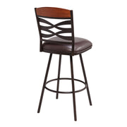 Arden Contemporary 30" Bar Height Barstool in Auburn Bay Finish with Brown Faux Leather and Sedona Wood Finish Back - Furniture City (CA)l