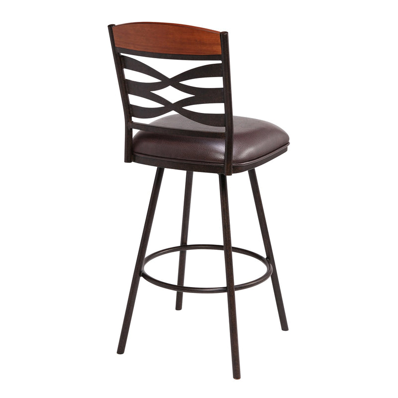 Arden Contemporary 30" Bar Height Barstool in Auburn Bay Finish with Brown Faux Leather and Sedona Wood Finish Back - Furniture City (CA)l