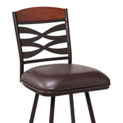 Arden Contemporary 30" Bar Height Barstool in Auburn Bay Finish with Brown Faux Leather and Sedona Wood Finish Back - Furniture City (CA)l