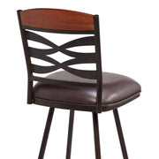 Arden Contemporary 30" Bar Height Barstool in Auburn Bay Finish with Brown Faux Leather and Sedona Wood Finish Back - Furniture City (CA)l
