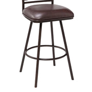 Arden Contemporary 30" Bar Height Barstool in Auburn Bay Finish with Brown Faux Leather and Sedona Wood Finish Back - Furniture City (CA)l