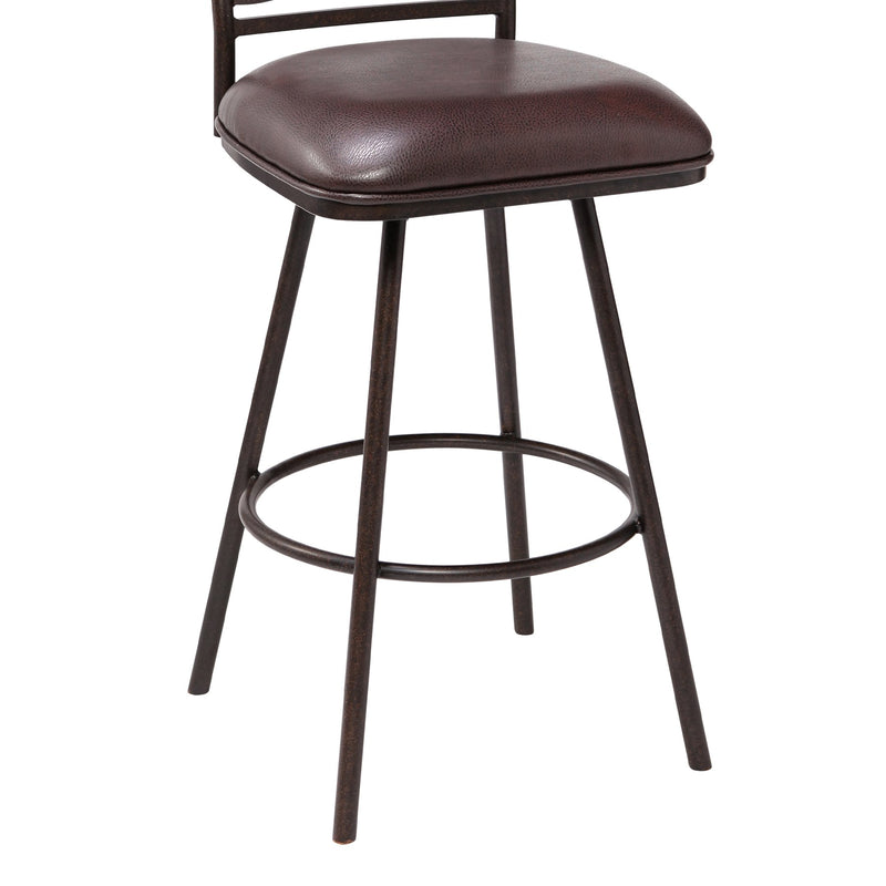 Arden Contemporary 30" Bar Height Barstool in Auburn Bay Finish with Brown Faux Leather and Sedona Wood Finish Back - Furniture City (CA)l