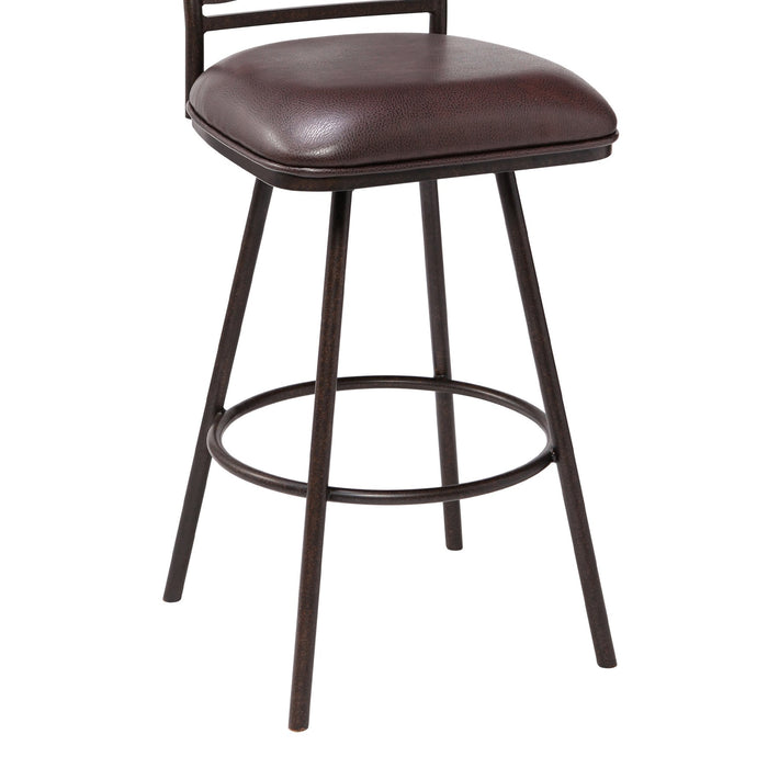 Arden Contemporary 30" Bar Height Barstool in Auburn Bay Finish with Brown Faux Leather and Sedona Wood Finish Back