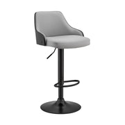 Asher Adjustable Gray Faux Leather and Black Finish Bar Stool - Furniture City (CA)l