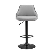 Asher Adjustable Gray Faux Leather and Black Finish Bar Stool - Furniture City (CA)l