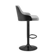 Asher Adjustable Gray Faux Leather and Black Finish Bar Stool - Furniture City (CA)l
