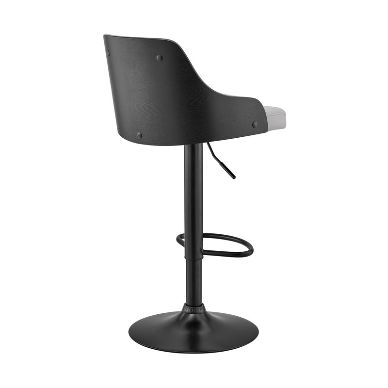 Asher Adjustable Gray Faux Leather and Black Finish Bar Stool - Furniture City (CA)l
