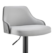 Asher Adjustable Gray Faux Leather and Black Finish Bar Stool - Furniture City (CA)l