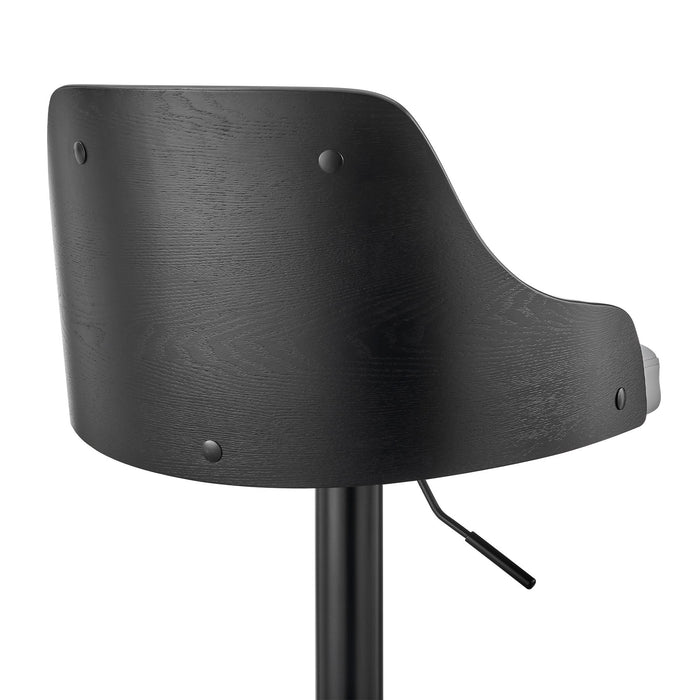 Asher Adjustable Gray Faux Leather and Black Finish Bar Stool