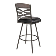 Arden Mid-Century 26" Counter Height Barstool in Mineral Finish with Black Faux Leather and Gray Walnut Wood Finish Back - Furniture City (CA)l