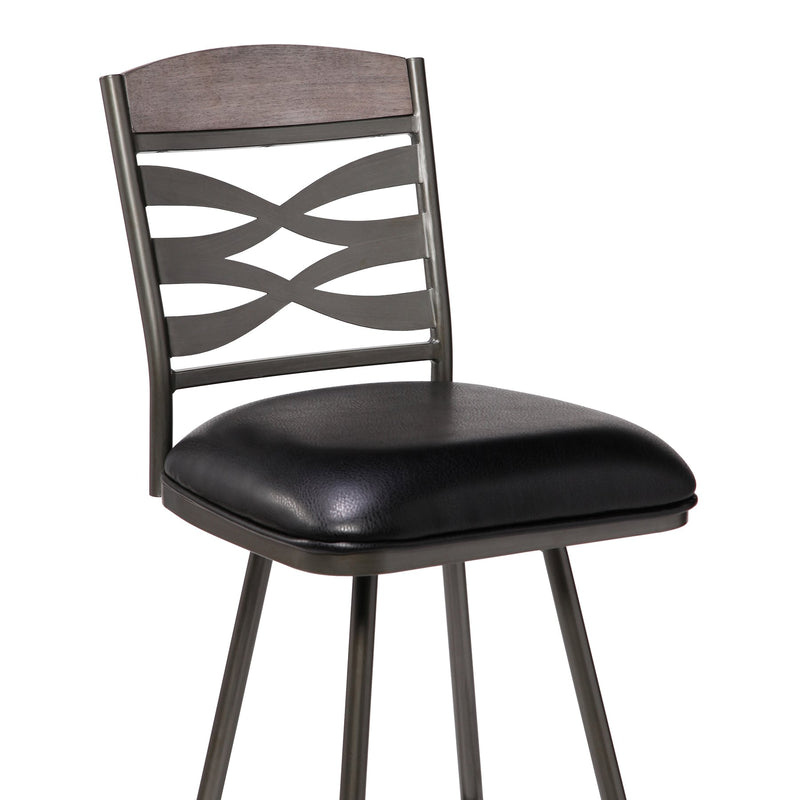 Arden Mid-Century 26" Counter Height Barstool in Mineral Finish with Black Faux Leather and Gray Walnut Wood Finish Back - Furniture City (CA)l