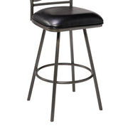 Arden Mid-Century 26" Counter Height Barstool in Mineral Finish with Black Faux Leather and Gray Walnut Wood Finish Back - Furniture City (CA)l