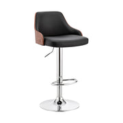 Asher Adjustable Black Faux Leather and Chrome Finish Bar Stool - Furniture City (CA)l