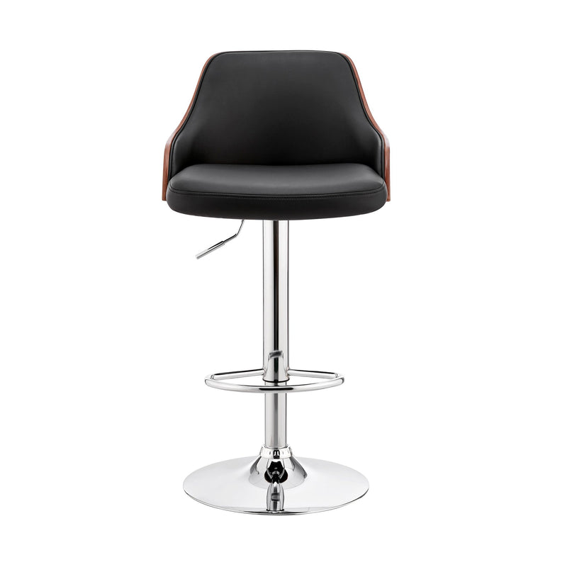 Asher Adjustable Black Faux Leather and Chrome Finish Bar Stool - Furniture City (CA)l