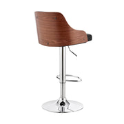Asher Adjustable Black Faux Leather and Chrome Finish Bar Stool - Furniture City (CA)l