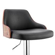 Asher Adjustable Black Faux Leather and Chrome Finish Bar Stool - Furniture City (CA)l