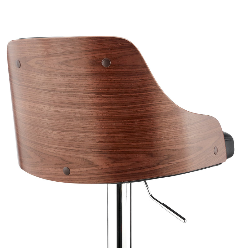 Asher Adjustable Black Faux Leather and Chrome Finish Bar Stool - Furniture City (CA)l