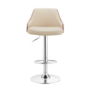 Asher Adjustable Cream Faux Leather and Chrome Finish Bar Stool - Furniture City (CA)l