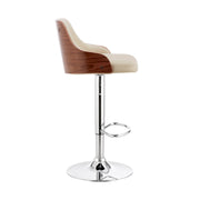Asher Adjustable Cream Faux Leather and Chrome Finish Bar Stool - Furniture City (CA)l