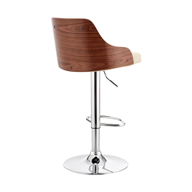 Asher Adjustable Cream Faux Leather and Chrome Finish Bar Stool - Furniture City (CA)l