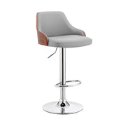 Asher Adjustable Gray Faux Leather and Chrome Finish Bar Stool - Furniture City (CA)l