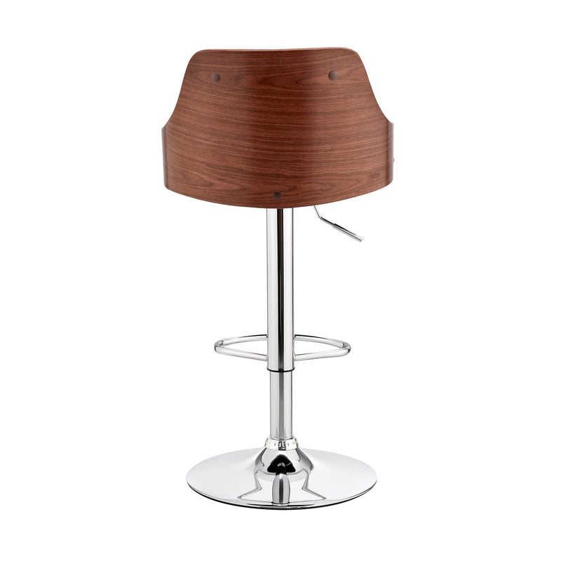 Asher Adjustable Gray Faux Leather and Chrome Finish Bar Stool - Furniture City (CA)l