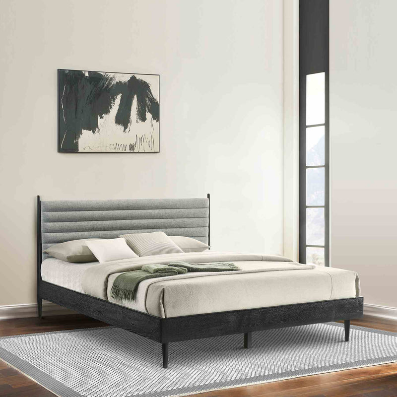 Artemio King Platform Wood Bed Frame in Black Finish - Furniture City (CA)l